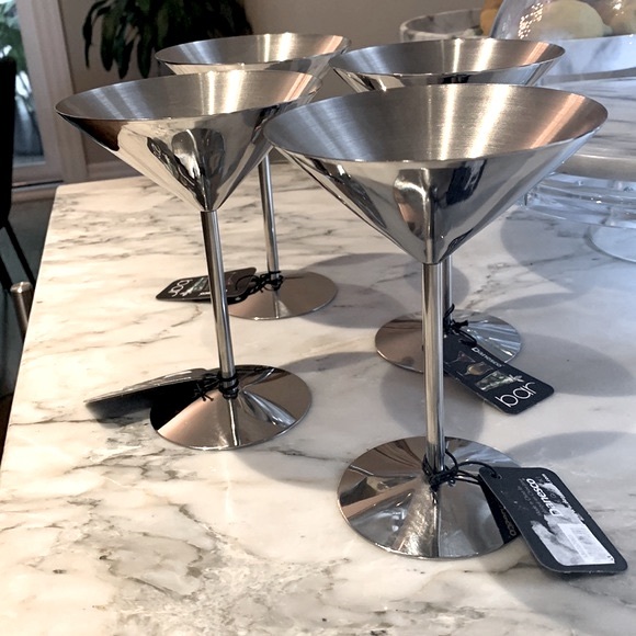 NEW 4PC Stainless Martini Glasses - Picture 4 of 9